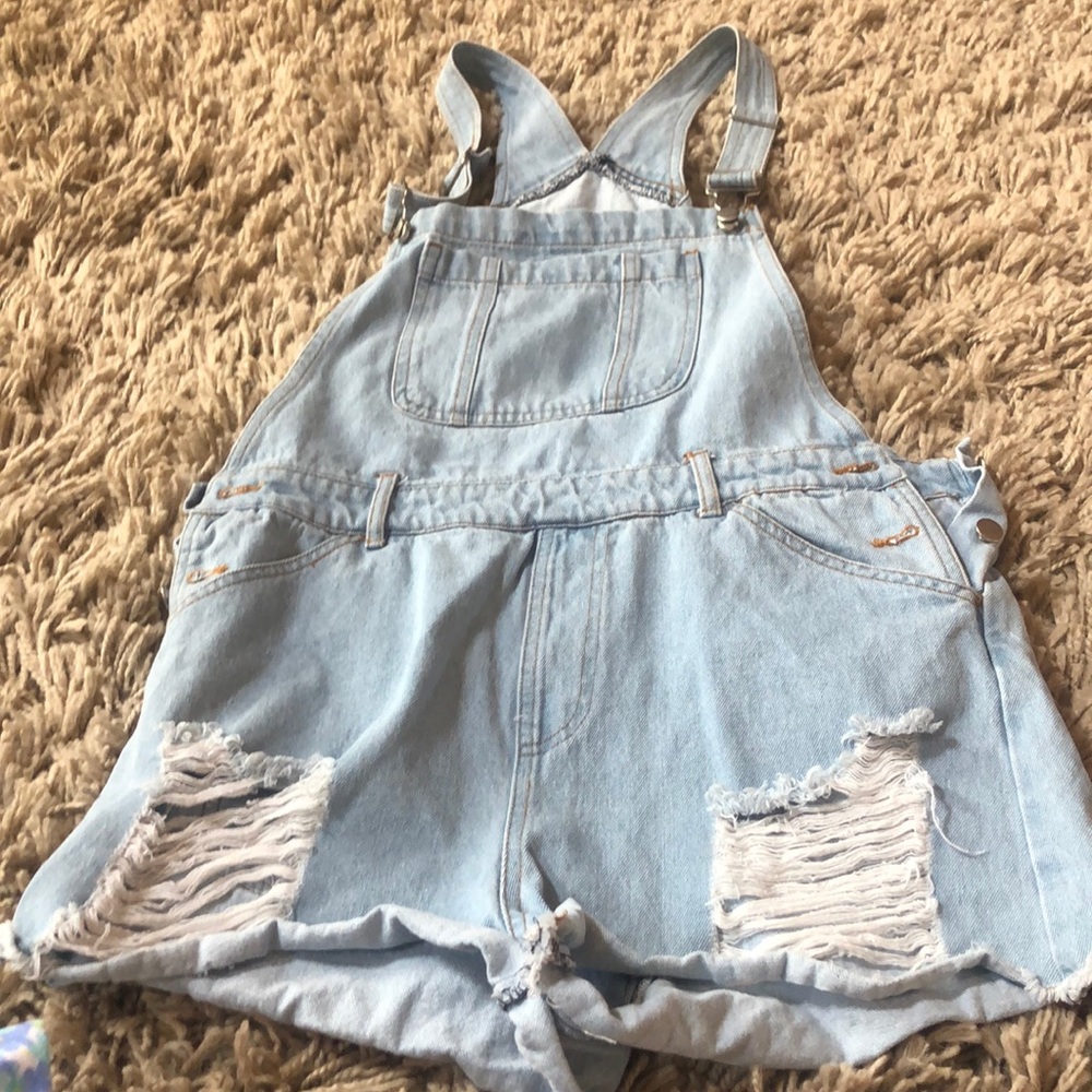 Wild honey denim overall shorts
